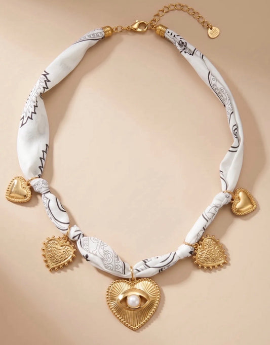 Collier foulard blanc
